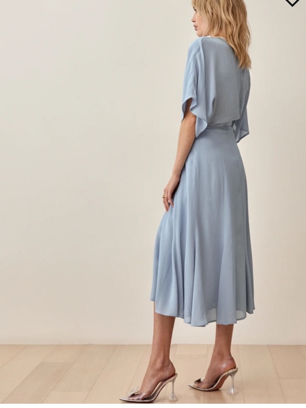 Reformation Light Blue Wrap Midi Dress - Picture 3 of 9